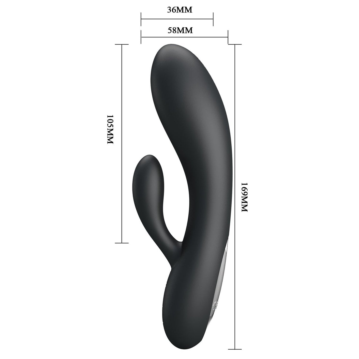 Matt Vibratore Rabbit realizzato in 100% Silicone Medicale, 30 diversi programmi di vibrazione - Ricaricabile, Anallergico, Nero