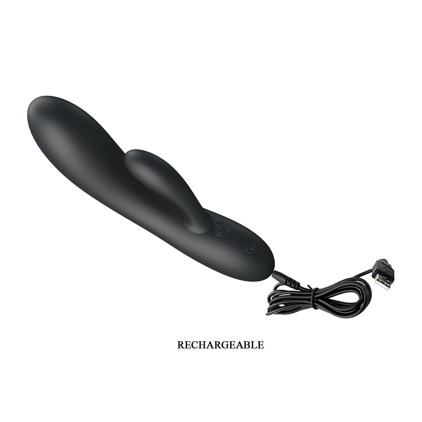 Matt Vibratore Rabbit realizzato in 100% Silicone Medicale, 30 diversi programmi di vibrazione - Ricaricabile, Anallergico, Nero