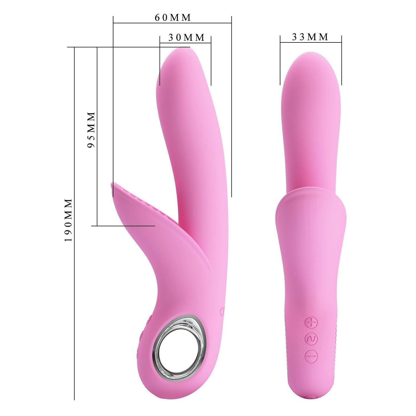 Vibratore Rabbit con stimolatore vaginale e anello per il mantenimento in metallo - 7 modalità di vibrazione, Ricaricabile