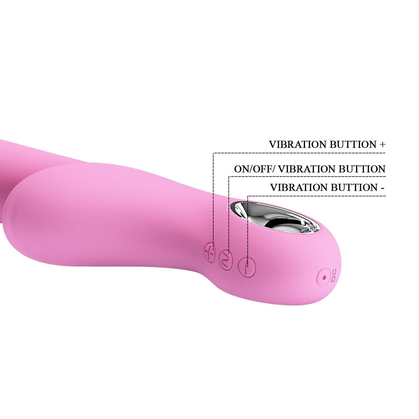 Vibratore Rabbit con stimolatore vaginale e anello per il mantenimento in metallo - 7 modalità di vibrazione, Ricaricabile