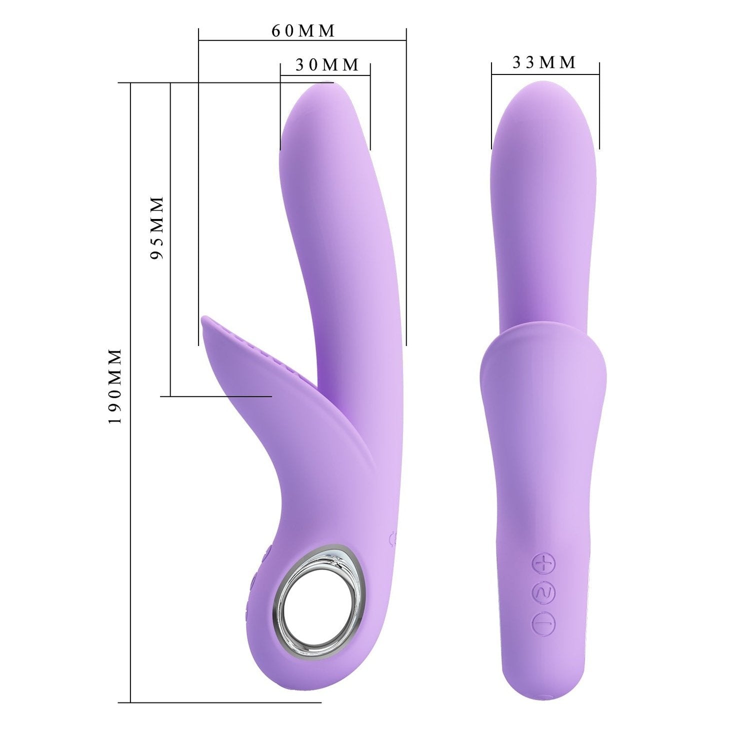 Vibratore Rabbit con stimolatore vaginale e anello per il mantenimento in metallo - 7 modalità di vibrazione, Ricaricabile