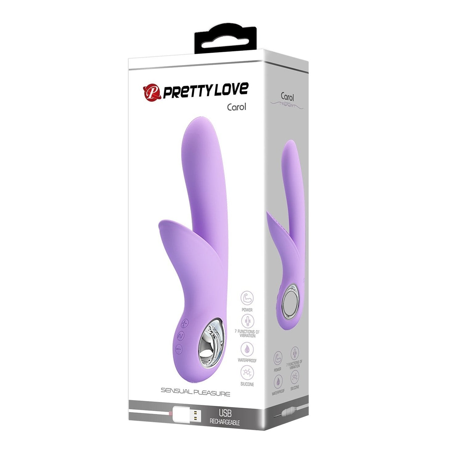 Vibratore Rabbit con stimolatore vaginale e anello per il mantenimento in metallo - 7 modalità di vibrazione, Ricaricabile