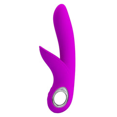 Vibratore Rabbit con stimolatore vaginale e anello per il mantenimento in metallo - 7 modalità di vibrazione, Ricaricabile