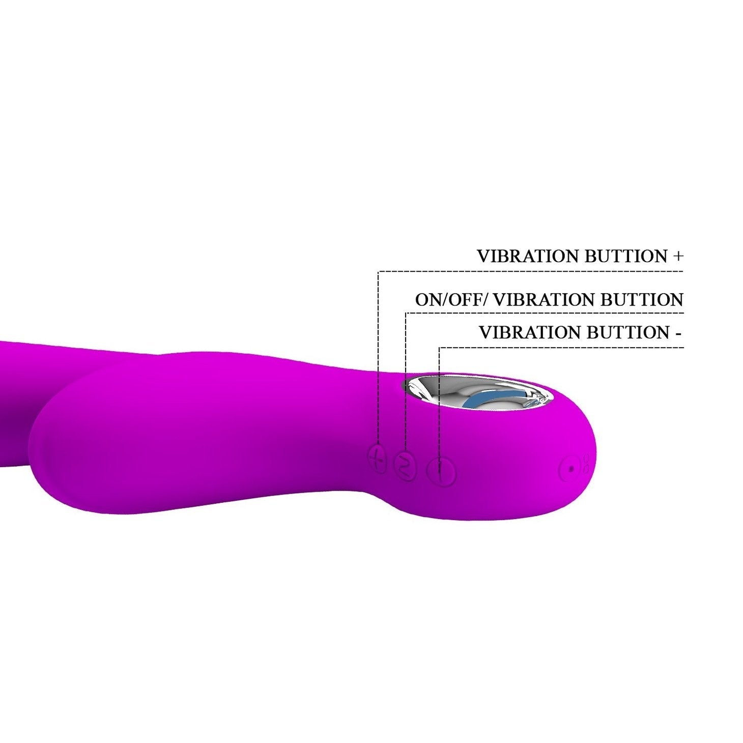 Vibratore Rabbit con stimolatore vaginale e anello per il mantenimento in metallo - 7 modalità di vibrazione, Ricaricabile