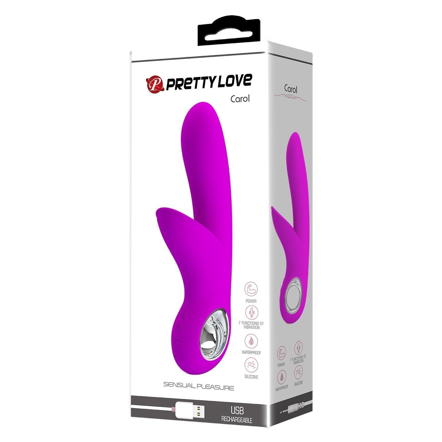 Vibratore Rabbit con stimolatore vaginale e anello per il mantenimento in metallo - 7 modalità di vibrazione, Ricaricabile