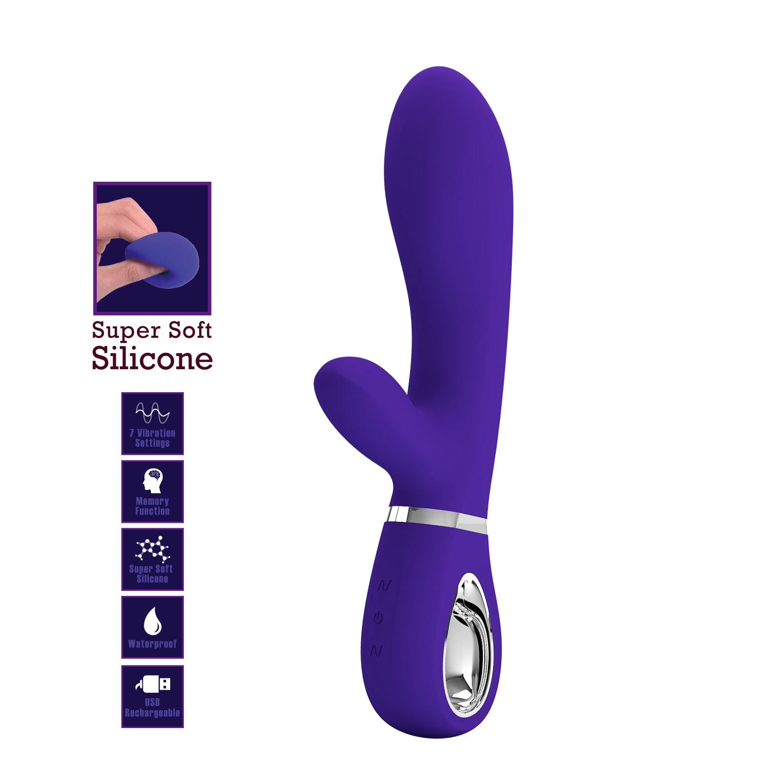 Vibratore Rabbit in 100% Silicone Medicale con 12 diverse modalità di vibrazione, Ricaricabile