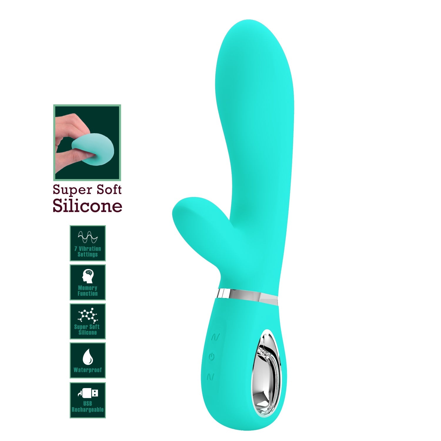 Vibratore Rabbit in 100% Silicone Medicale con 12 diverse modalità di vibrazione, Ricaricabile