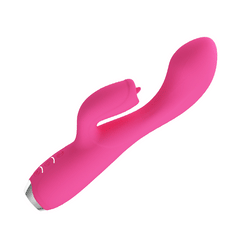 Vibratore Rabbit con lecca clitoride - 12 modalità di vibrazione e 3 di suzione - Silicone Medicale, Ricaricabile, Viola