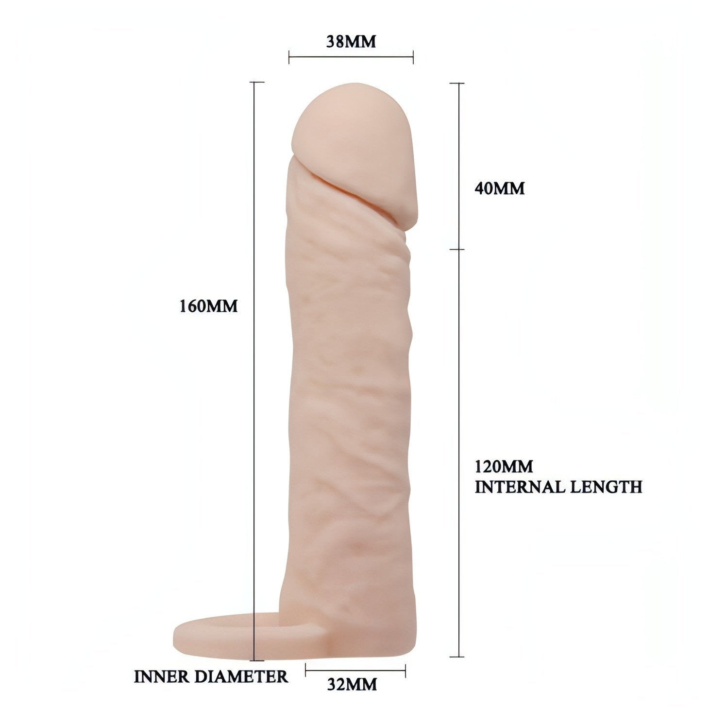 Guaina Realistica Rosa Carne Lunga 16 cm con 4 cm di Estensione