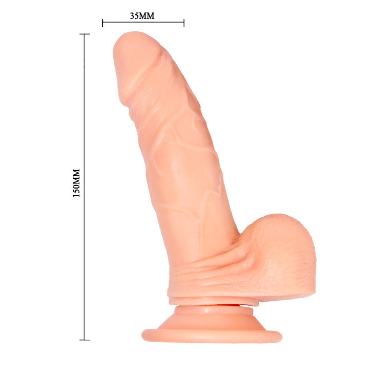 Fallo realistico vibrante e rotante con ventosa 15 cm Ø 3.5 cm - Multispeed, Rosa Carne