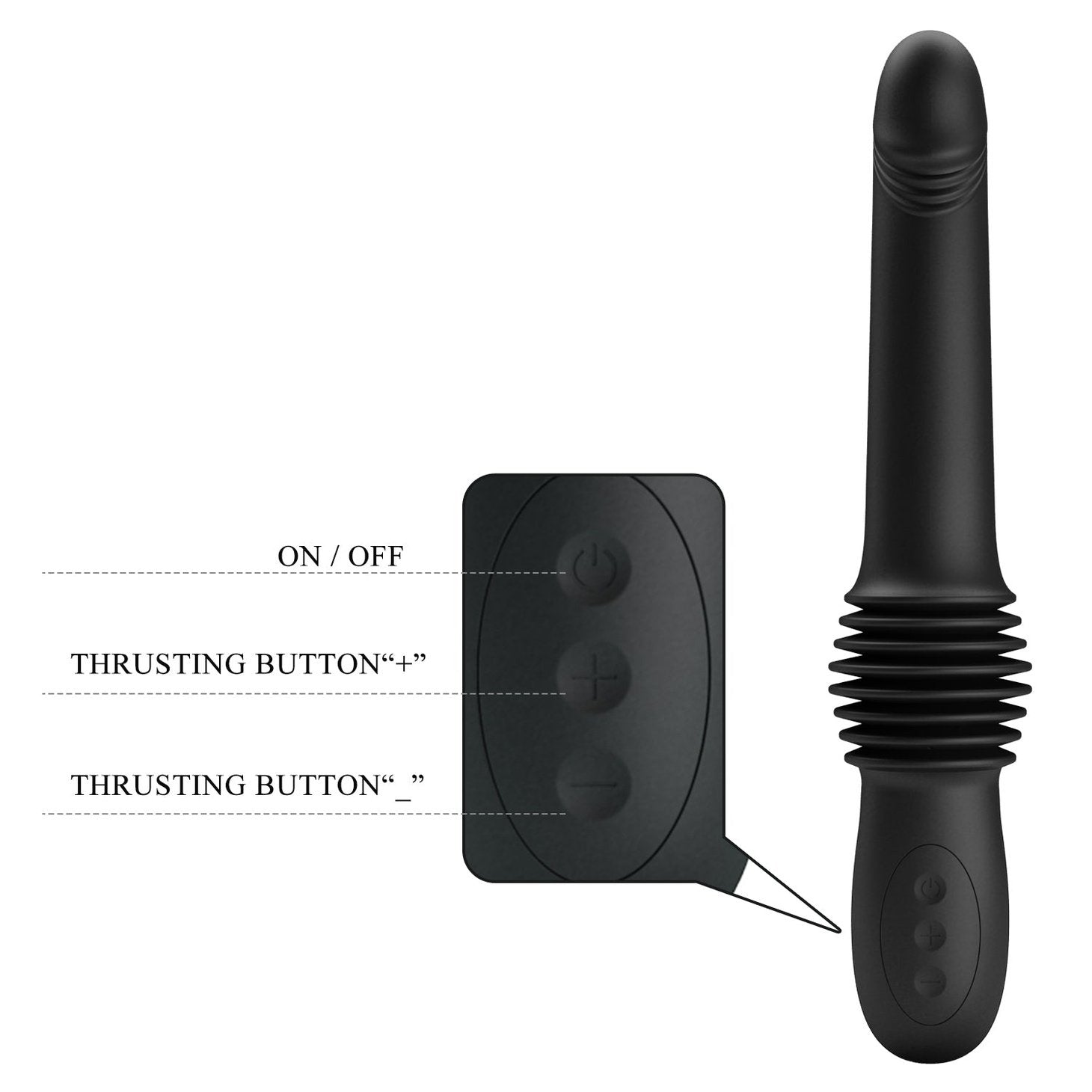 Pazuzu Vibratore Up & Down espandibile di 7 cm con 3 diverse intensità - Nero, Silicone, Ricaricabile