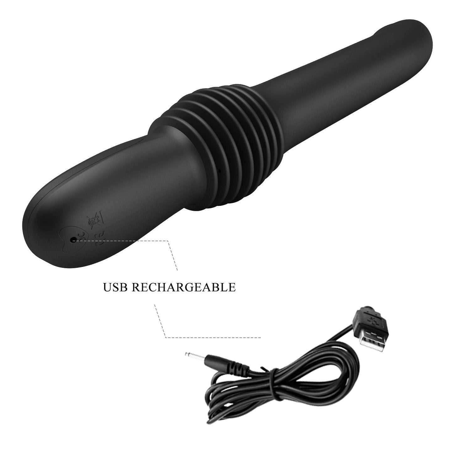 Pazuzu Vibratore Up & Down espandibile di 7 cm con 3 diverse intensità - Nero, Silicone, Ricaricabile