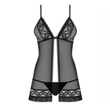 Babydoll Sexy Nero in Tulle Trasparente con Perizoma