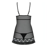 Babydoll Sexy Nero in Tulle Trasparente con Perizoma