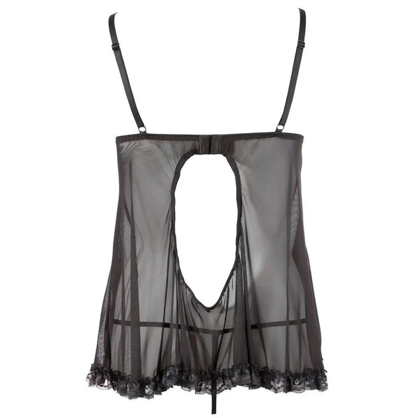 Babydoll nero con apri/chiudi capezzoli