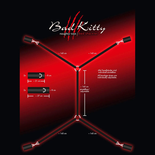 Diagramma misure cinghie regolabili sistema contenzione letto Bad Kitty