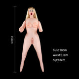 Bambola gonfiabile bionda 152 cm con misure busto, vita e fianchi indicate