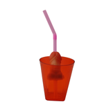 Gadget scherzoso bicchiere shot rosso-arancio anatomico maschile