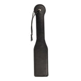 Paddle BDSM nero pelle con cuciture e cordino, effetto glow in the dark