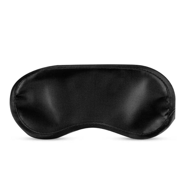 Occhialino da sonno nero in raso lucido con cuciture visibili