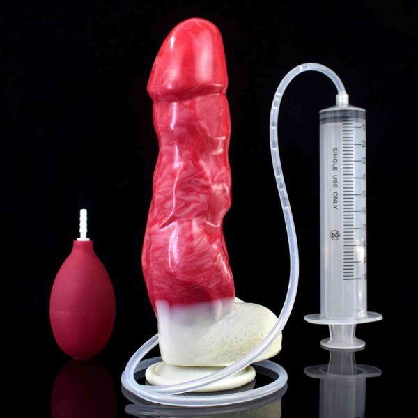 Toy monster Bloodthirsty Wolf Cater verticale in silicone rosso con accessori per pulizia