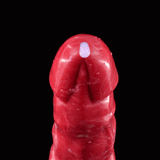 Testa di Bloodthirsty Wolf Cater in silicone rosso lucido con venature bianche e punta traslucida