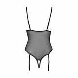Retro body nero aperto all'inguine spalline regolabili in tulle
