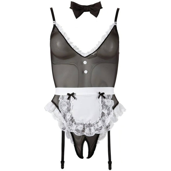 Body Cameriera Sexy con accessori e apertura inguinale