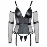 Body Corsetto Con Seno e Inguine Scoperto Più Manette