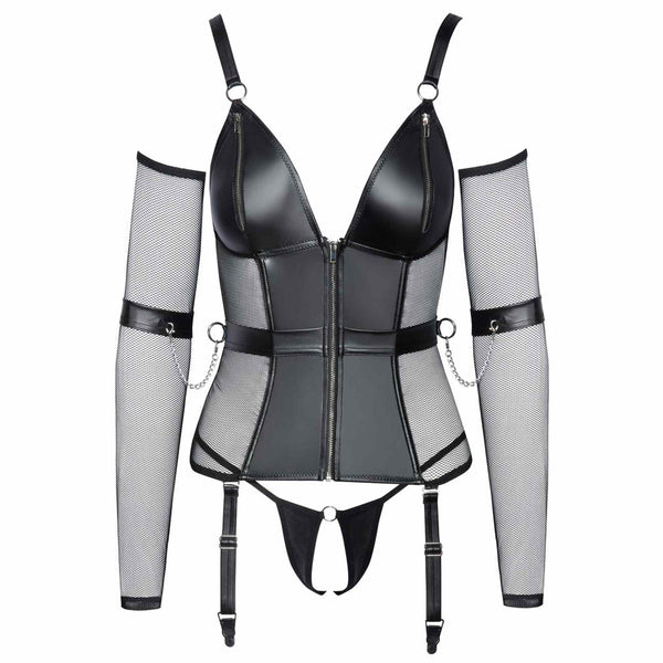 Body Corsetto Con Seno e Inguine Scoperto Più Manette