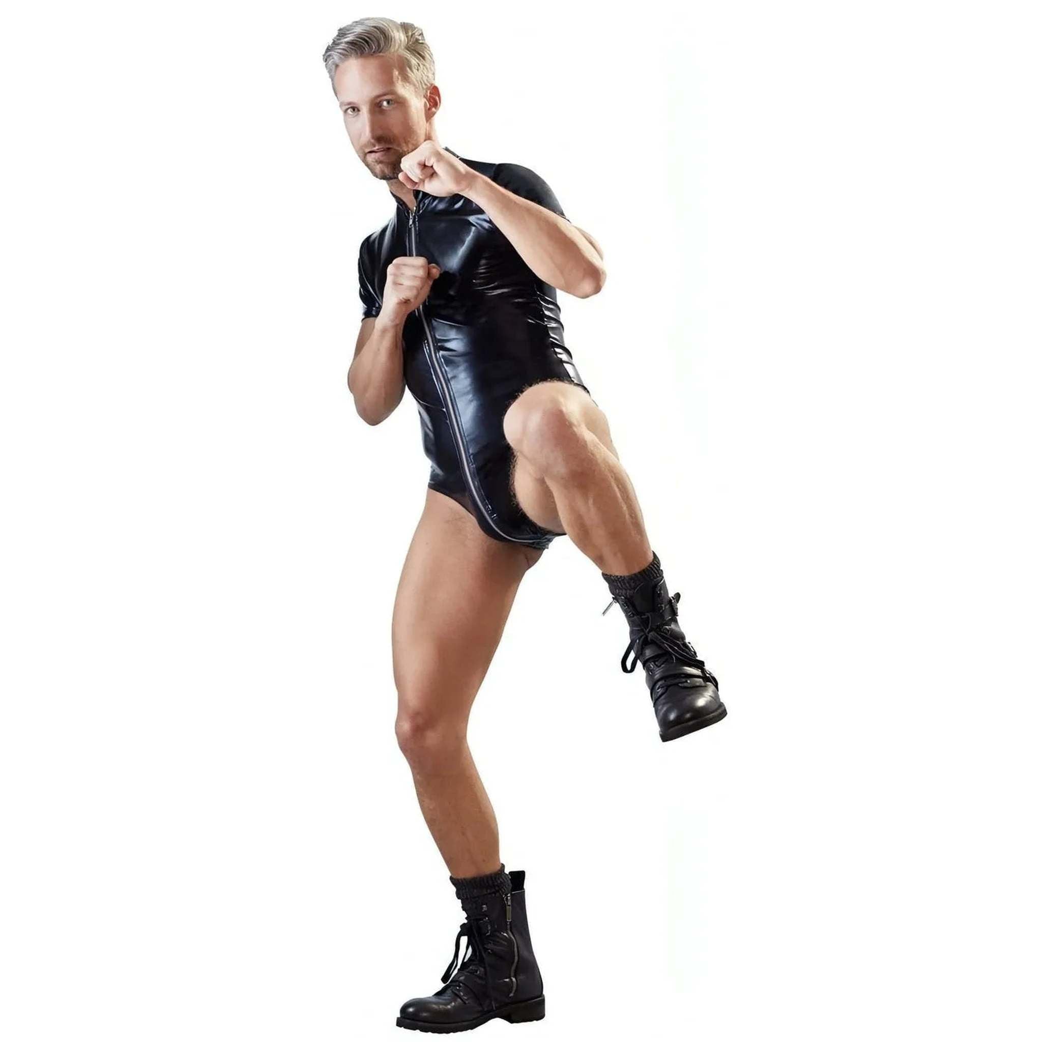 Body Maschile Wet Look con Zip