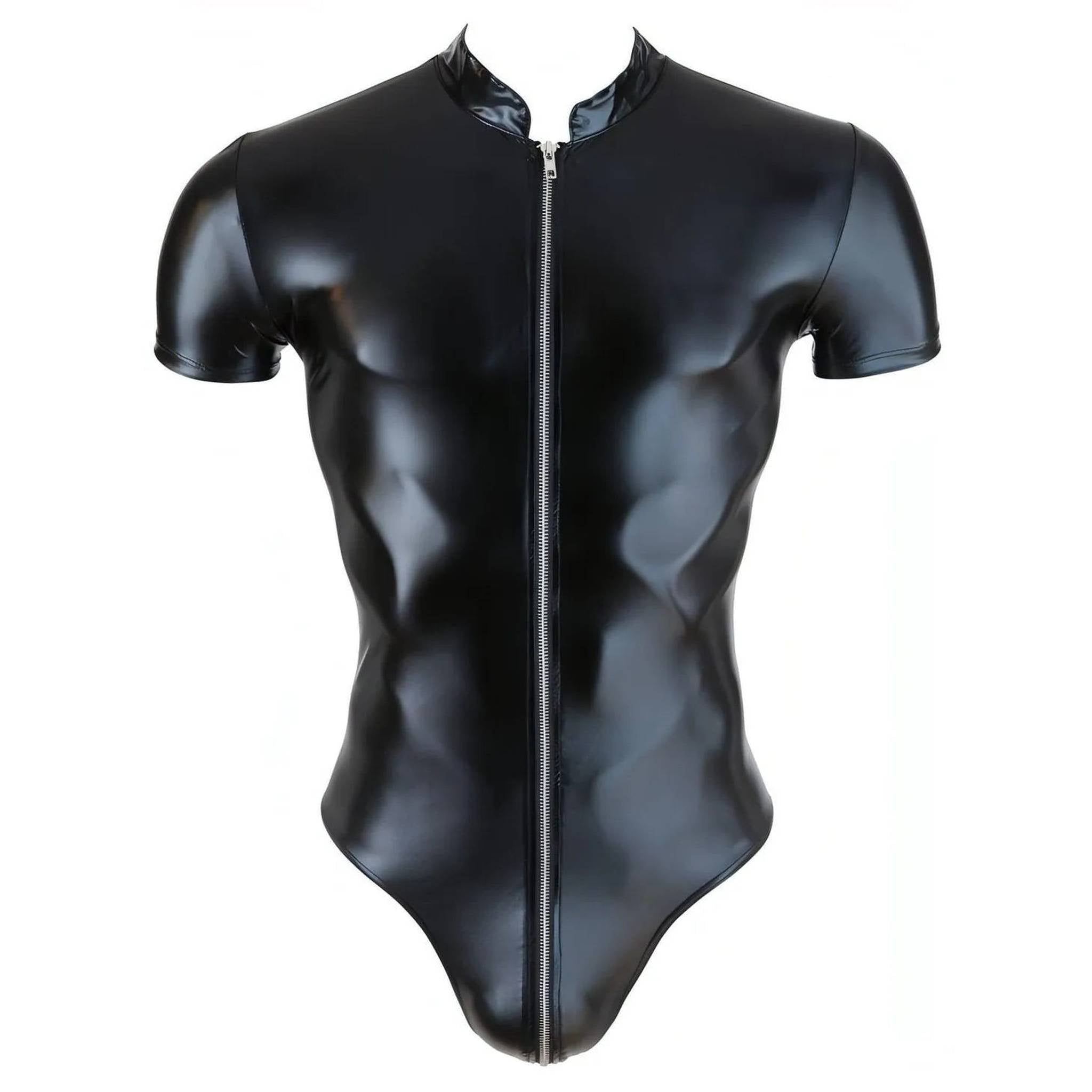 Body Maschile Wet Look con Zip
