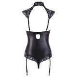 Body Sexy Nero in Wetlook con Dettagli in Pizzo