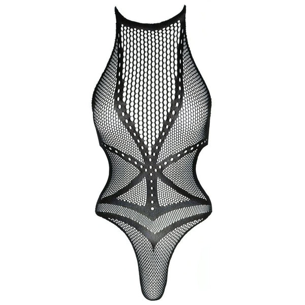 Body a Rete con Collo Halter e Cut-Out Laterali