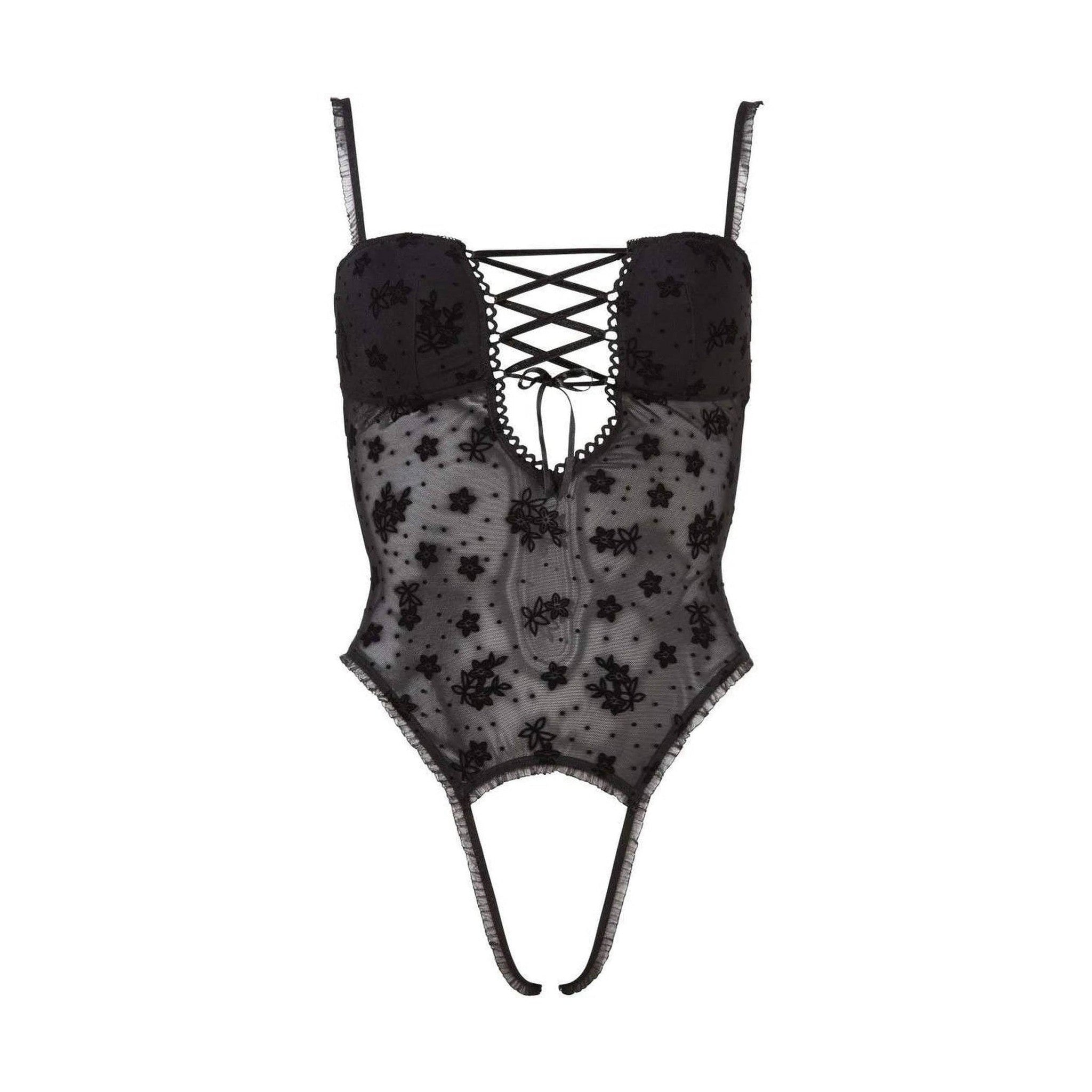 Body in Tulle Ricamato con Laccio Frontale