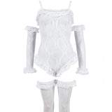 Body, maniche e calze bianche - M/L