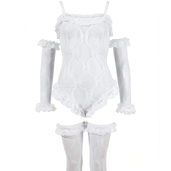 Body, maniche e calze bianche - M/L