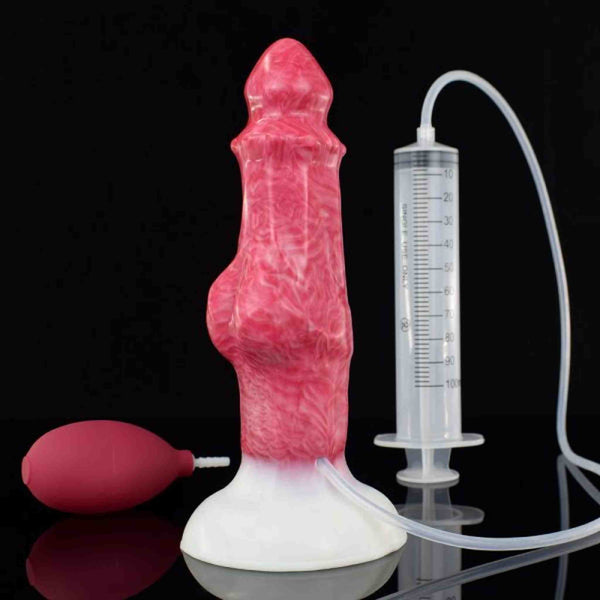 Dildo Bonewolf Damon rosa silicone con testa modellata e pompa aria