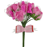 Bouquet ironico addio al nubilato rose rosa con messaggio nastro rosso