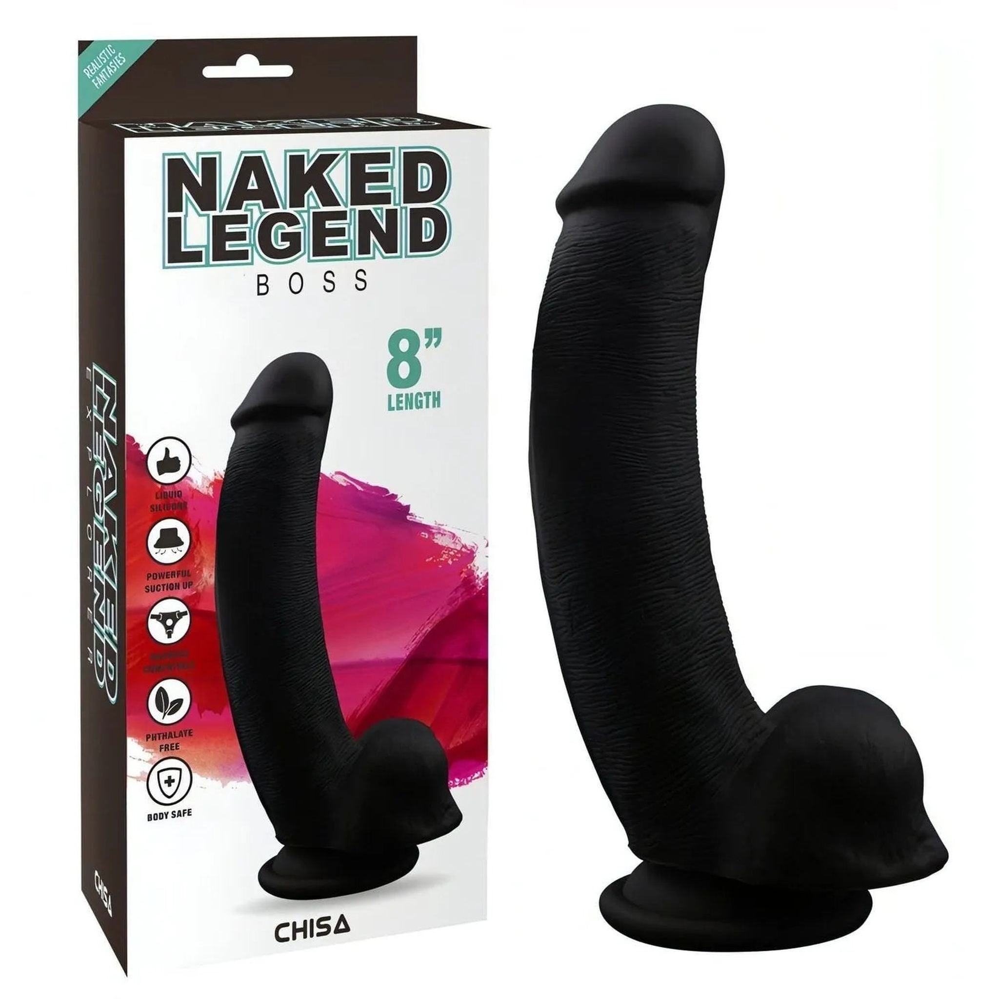 Boss Dildo Fallo Realistico con Testicoli & Ventosa 8″ – Nero