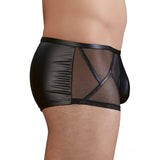 Boxer intimo nero pannello laterale trasparente strisce nere incrociate lato
