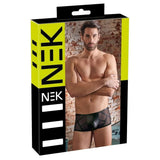 Confezione scatolina boxer NEK nero inserti trasparenti logo giallo appendibile