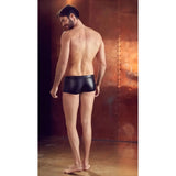 Boxer nero wetlook uomo vista profilo posteriore vita elastica