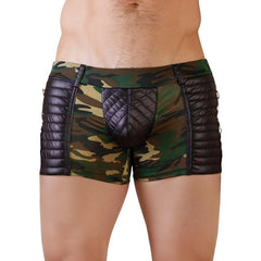 Boxer in morbida microfibra dal design camouflage con inserti neri opachi cuciti su entrambi i lati e sul marsupio - Taglia M