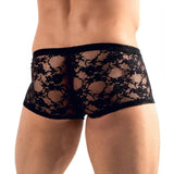 Boxer intimo uomo nero pizzo ricamato vista posteriore dettagli