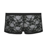 Boxer pizzo nero dettaglio ricamo floreale e fascia elastica vita