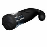 Masturbatore Breton testa a spirale incisa con interno metallico e design ergonomico nero