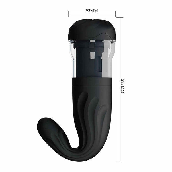 Dimensioni masturbatore maschile Breton 273 mm altezza corpo in silicone nero trasparente