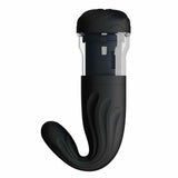 Masturbatore automatico Breton nero in silicone con texture ondulate e movimento up & down