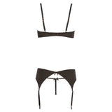 Vista posteriore bustier nero lingerie con chiusura e spalline regolabili
